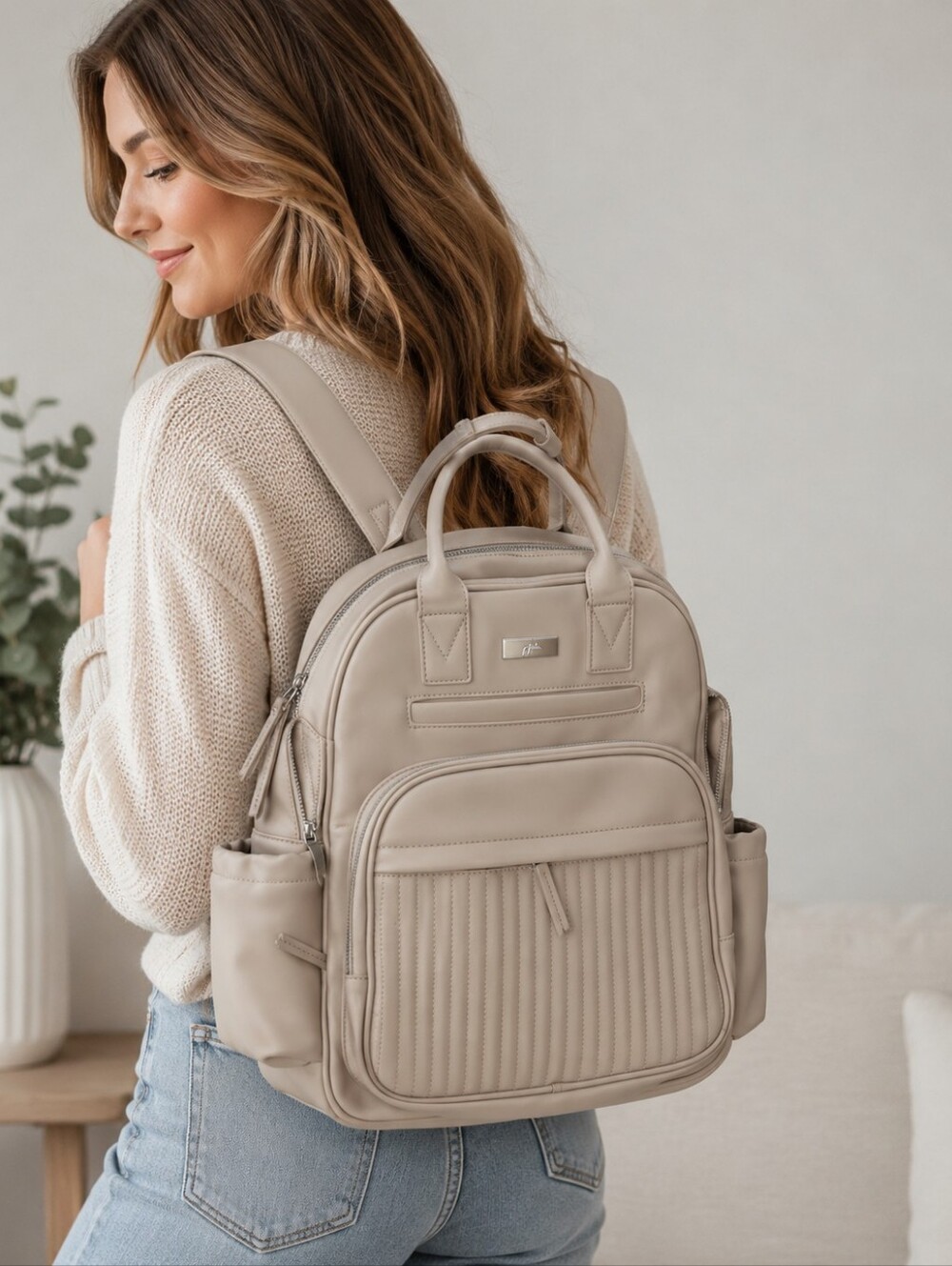 Ju-Ju-Be Beyond Million Pocketsl Quilted Backpack with Top Handles
